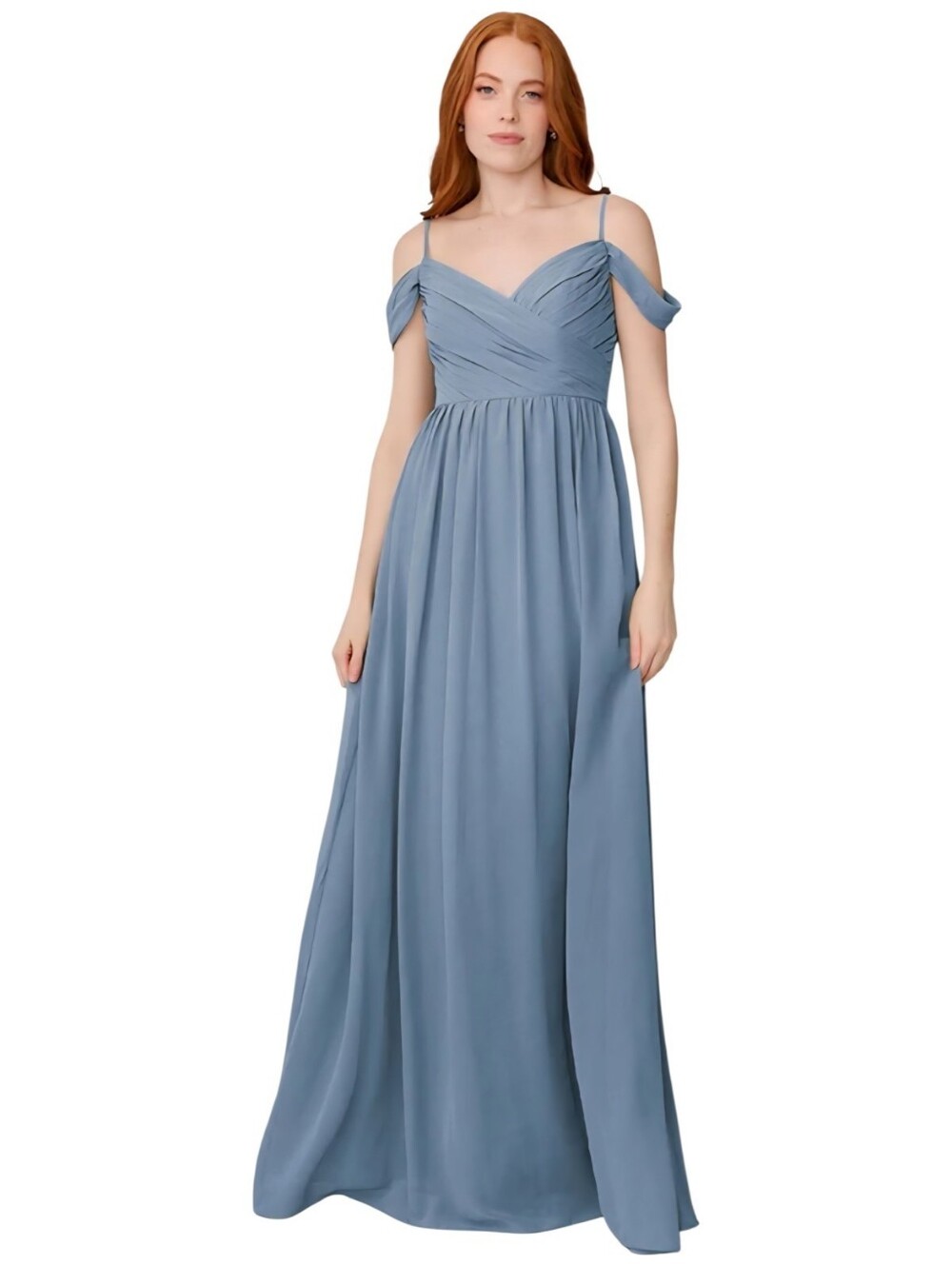 Revelry Lily in French Blue Chiffon Pleated‎ Long Gown Size 12
